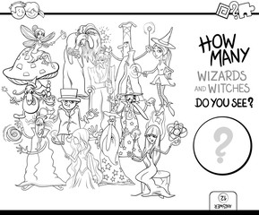 counting wizards coloring page activity