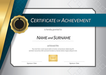 Luxury certificate template with elegant border frame, Diploma design for graduation or completion
