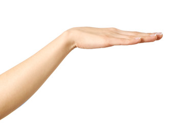 Woman's stretched hand with open palm