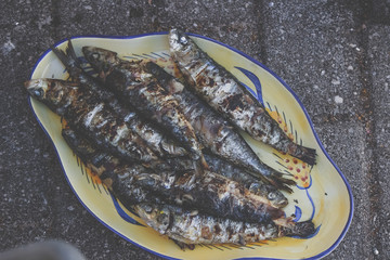 Freshly grilled sardines