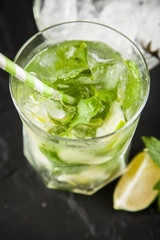 Mojito cocktail on dark background