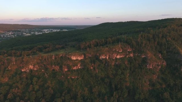 the mountain on the Volga river aerial shooting
