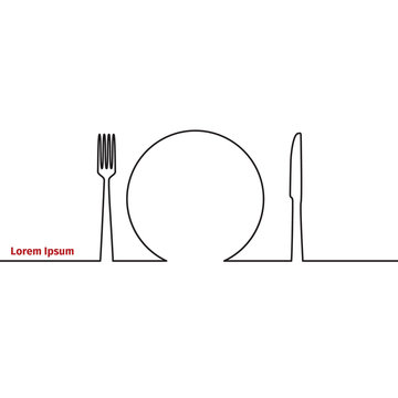 Advertising card with fork, knife and spoon silhouette