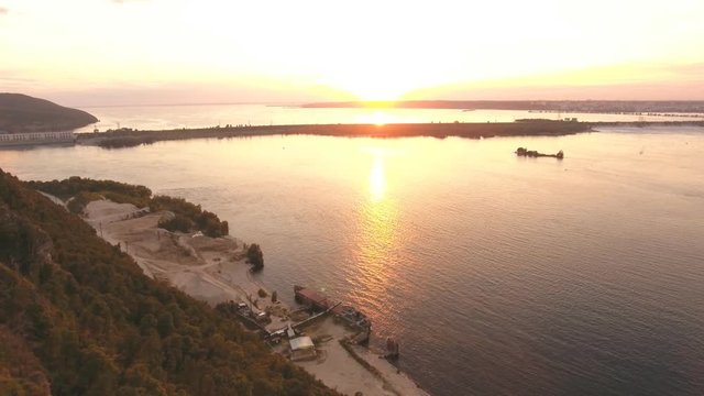 view on the Volga river with the mountains