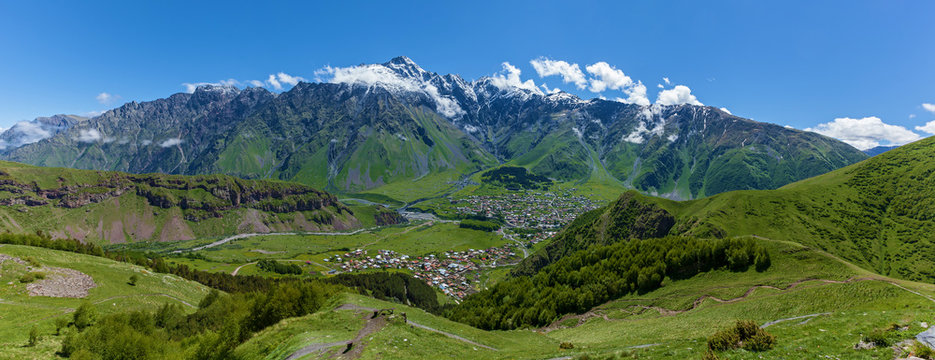  Village under the mountains of Kazbegi, Stepancminda,Sight of Georgia