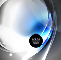 Digital illustration, glowing waves and circles