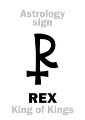 Astrology Alphabet: REX (King of Kings). Hieroglyphics character sign (single symbol).