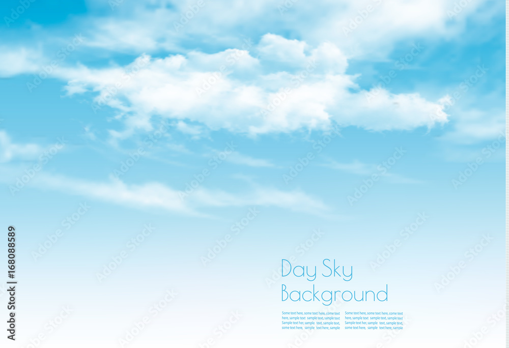 Poster blue sky with clouds. nature background. vector.