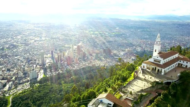 Aerial Footage of Monserrate in Bogota Colombia