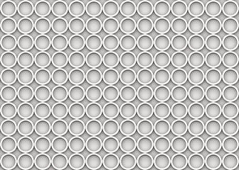 3d rendering. white circular tiles on the wall