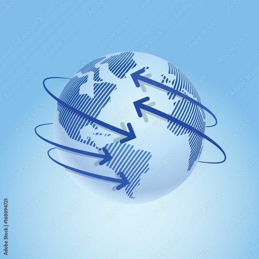 Fototapete modern design of the world map with the index arrows. vector illustration.