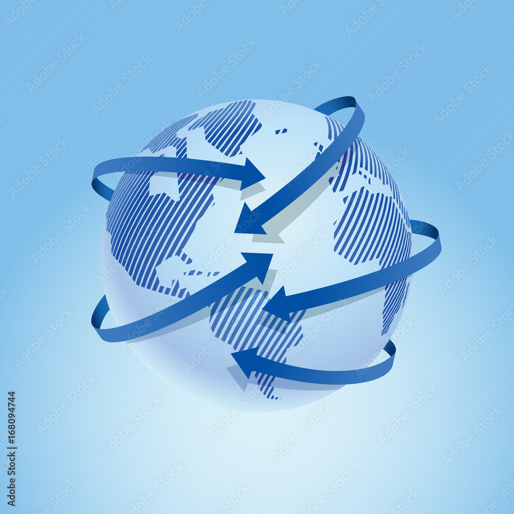 Fototapete modern design of the world map with the index arrows. vector illustration.