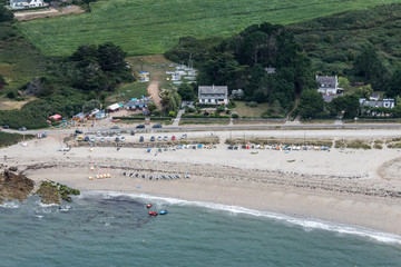 Vue aérienne de la plage à Sant Gildas-de-Rhuys dans le Morbihan en France
