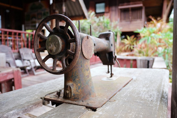 Old rusty sewing machine