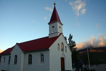 Naklejka premium Church, Faskrudsfjordur, Iceland