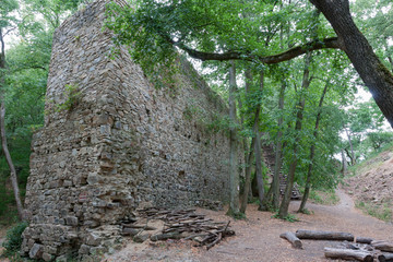 Castle ruins in the summer cloudy day in Czech Republic