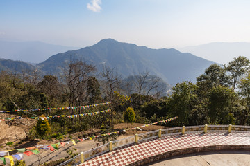 Mountain landscape that view from the top of Guru Rinpoche Temple at Namchi. Sikkim, India.