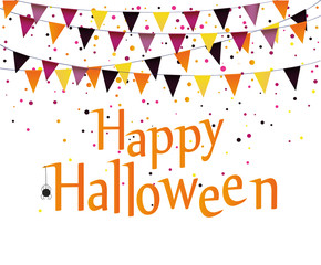 Halloween Carnival with flags Garlands. Vector. The concept of an invitation to a party in traditional colors.