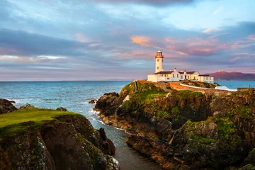 Peel and stick wall murals Lighthouse Fanad head at Donegal, Ireland with lighthouse at sunset