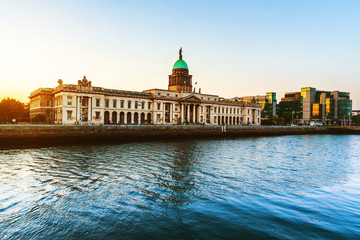 The Custom house in Dublin, Ireland in the evening