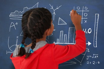 Composite image of rear view of girl with braided hair holding c