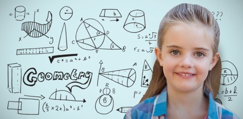 Composite image of portrait of smiling cute girl