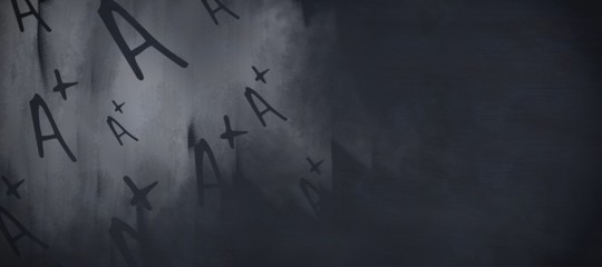 Composite image of a plus grade on black scribbling