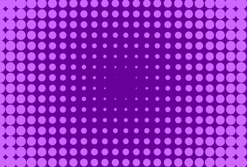 Halftone pattern. Comic background. Dotted retro backdrop with circles, dots. Vector illustration. Colorful purple