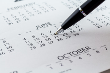 Calendar Date Planner with Black Pen