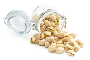 Pistachio nuts in jar.