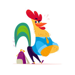 Vector flat cartoon animal student portrait isolated on white background