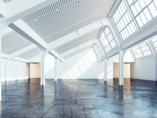 White clean industrial interior. 3d rendering