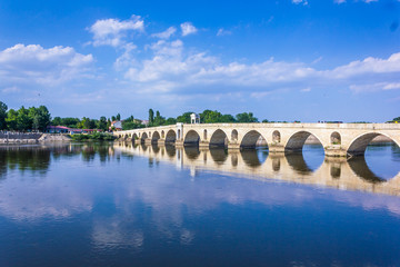 The Meric Bridge on Meric River in Edirne city Turkey