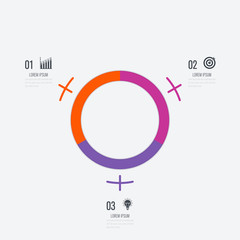 Infographics template 3 options with circle