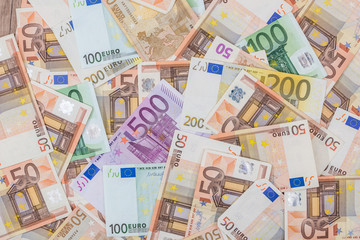 Many euro banknotes as background close up shot