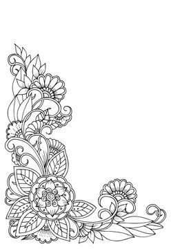 recommend clip art: Black and white flower corner pattern