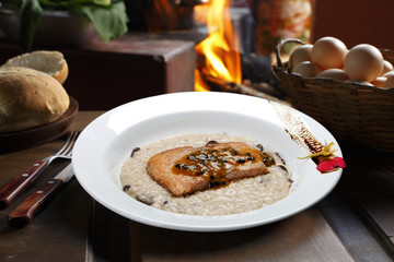 Risotto with salmon fillet