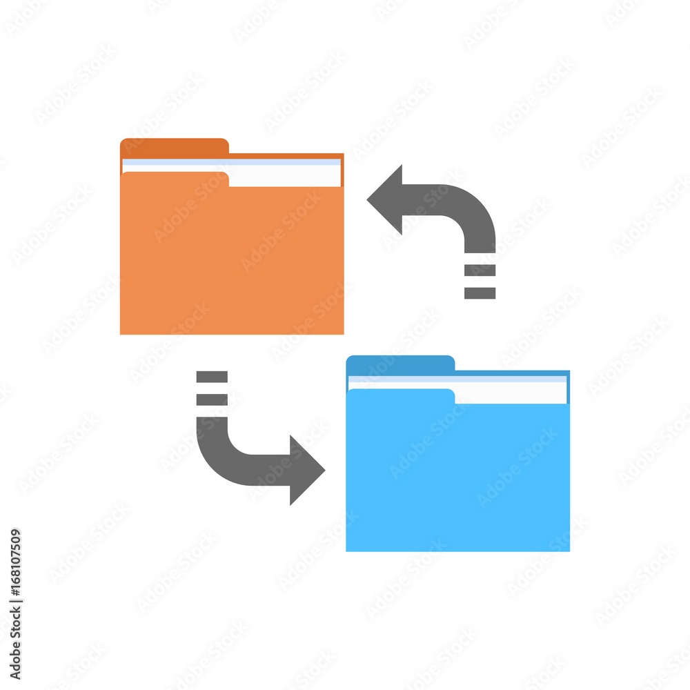 Poster data synchronization icon computer connection database access synchronize technology vector illustra