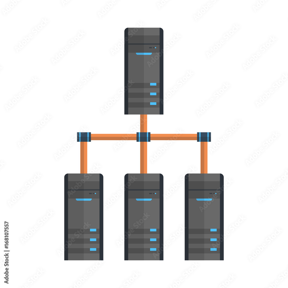 Poster data center icon cloud computer connection hosting server database synchronize technology vector ill