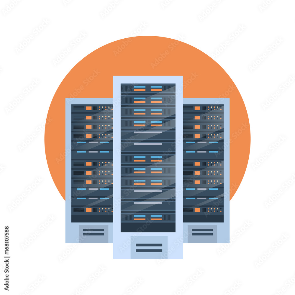 Poster Data Center Icon Cloud Computer Connection Hosting Server Database Synchronize Technology Vector Illustration