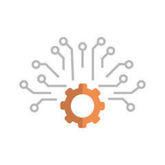 Obraz premium Cogwheel Icon Media Social Communication Connection Concept Vector Illustration