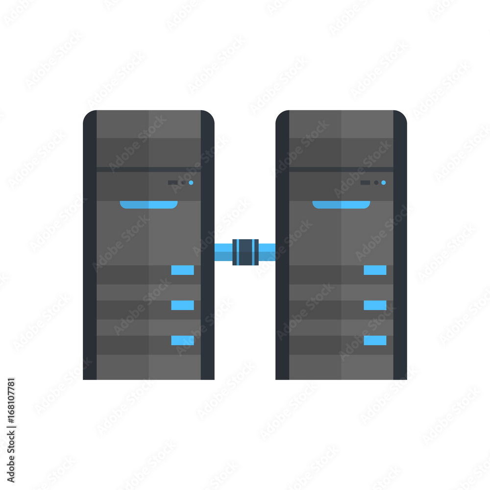 Poster data center icon cloud computer connection hosting server database synchronize technology vector ill
