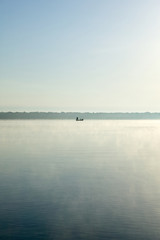 Tranquil scene of boat in calm lake