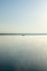 Tranquil scene of boat in calm lake