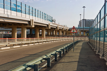 sign traffic light installed at the junction of the new highway