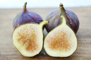 Delicious fresh figs on a wood view