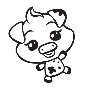 vector cute pig coloring page illustration