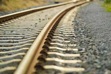 Train tracks detail, partly blurred