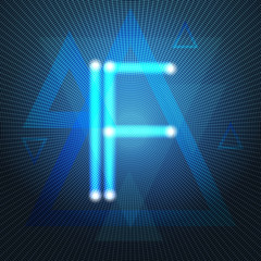 Neon Letter Capital Alphabet Text Lettering Vector Illustration