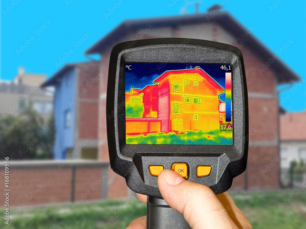 Wall mural Recording House with or without facade With Thermal Camera